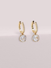 kate spade new york Gold (Metal) Tone That Sparkle Pave Huggies Earrings - Image 2 of 3