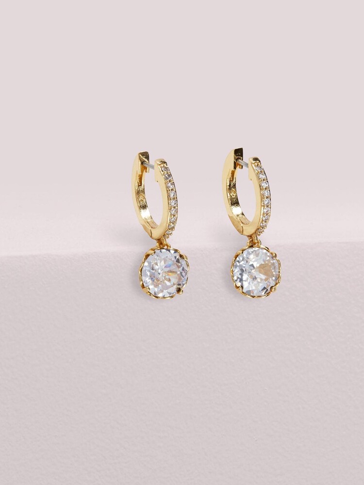 kate spade new york Gold (Metal) Tone That Sparkle Pave Huggies Earrings - Image 2 of 3