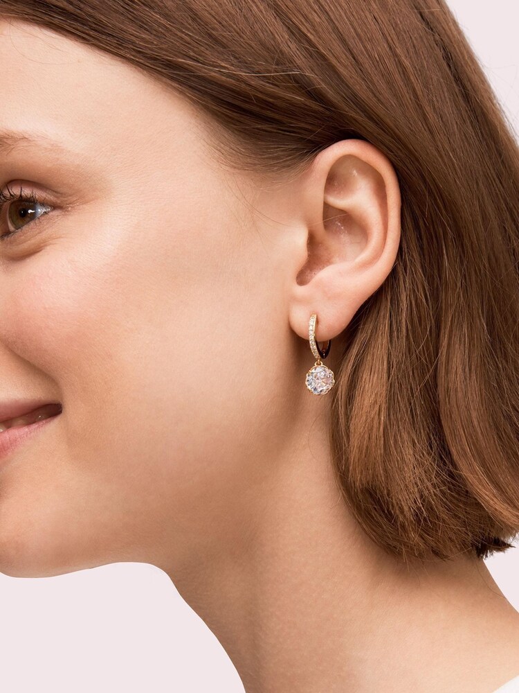 kate spade new york Gold (Metal) Tone That Sparkle Pave Huggies Earrings - Image 3 of 3