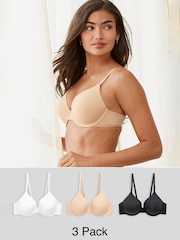 Black/White/Pastel Rose Nude Pad Full Cup Cotton Blend Ultimate Comfort Bras 3 Pack - Image 1 of 11