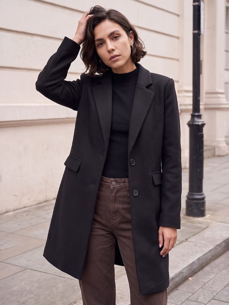 Roman Black Tailored Single Breasted Coat - Image 1 of 4