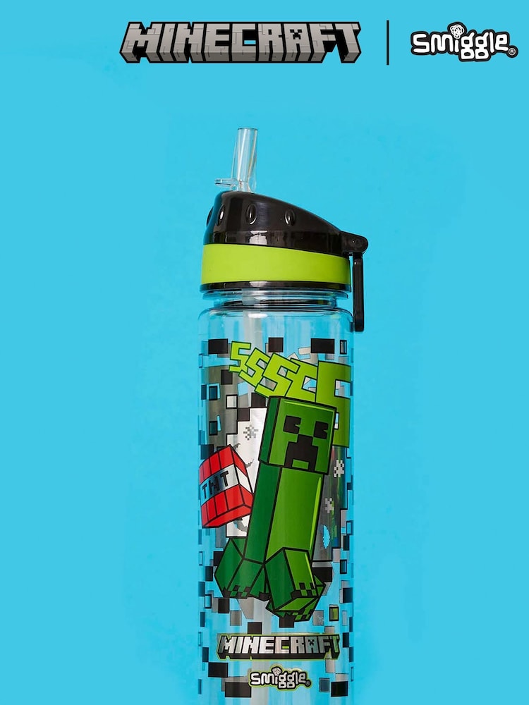 Smiggle Green Minecraft Drink Up Plastic Drink Bottle 650ml - Image 1 of 3