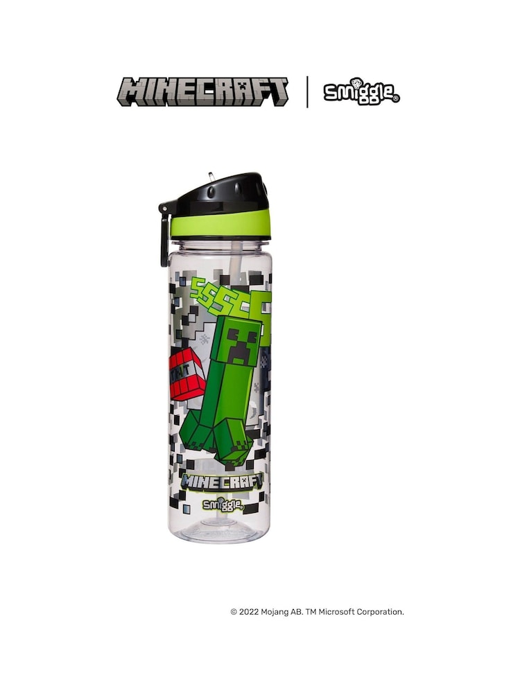 Smiggle Green Minecraft Drink Up Plastic Drink Bottle 650ml - Image 2 of 3