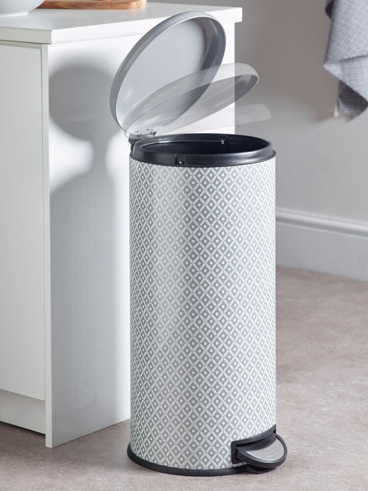 Grey Grey Geo 30 Litre Pedal Bin - Image 1 of 4