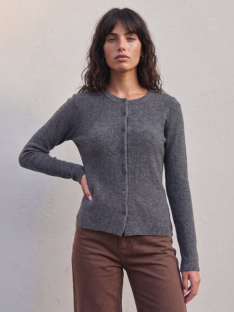 Roman Grey Lace Trim Cardigan - Image 2 of 4 Roman Grey Lace Trim Cardigan - Image 2 of 4