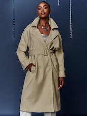 Jolie Moi Grey Double Breasted Trench Coat - Image 5 of 6