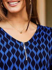Sosandar Blue Zip Front Long Sleeve Jersey Top - Image 5 of 5