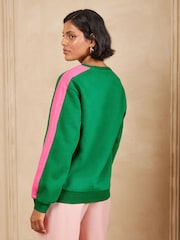 Love & Roses X2 Grey and Bright Green Heart Crew Neck Sweater - Image 6 of 7