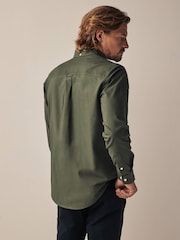 Dark Green Regular Fit Long Sleeve Oxford 100% Cotton Shirt - Image 2 of 6