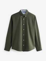 Dark Green Regular Fit Long Sleeve Oxford 100% Cotton Shirt - Image 4 of 6