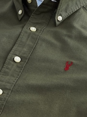 Dark Green Regular Fit Long Sleeve Oxford 100% Cotton Shirt - Image 6 of 6