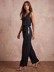 Roman Black Sequin Side Trousers - Image 2 of 4