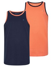 BadRhino Big & Tall Blue Contrast 100% Cotton Vests 2 Pack - Image 4 of 6