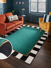 Teal Paloma Stripe Border Rug - Image 1 of 7