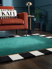 Teal Paloma Stripe Border Rug - Image 2 of 7