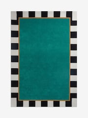 Teal Paloma Stripe Border Rug - Image 4 of 7