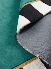 Teal Paloma Stripe Border Rug - Image 5 of 7