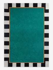 Teal Paloma Stripe Border Rug - Image 6 of 7