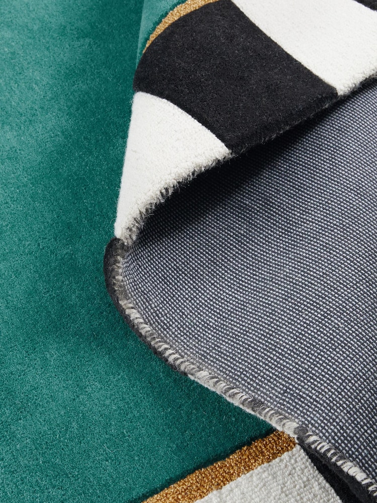 Teal Paloma Stripe Border Rug - Image 7 of 7