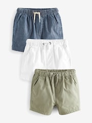 Sage/Chambray/White Pull On Shorts 3 Pack (3mths-7yrs) - Image 1 of 6