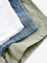 Sage/Chambray/White Pull On Shorts 3 Pack (3mths-7yrs) - Image 6 of 6