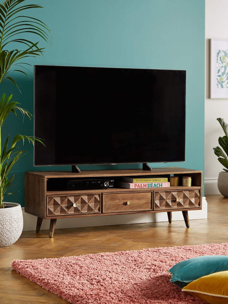 Dark Lloyd Mango Wood Up to 55 inch TV Unit - Image 1 of 6