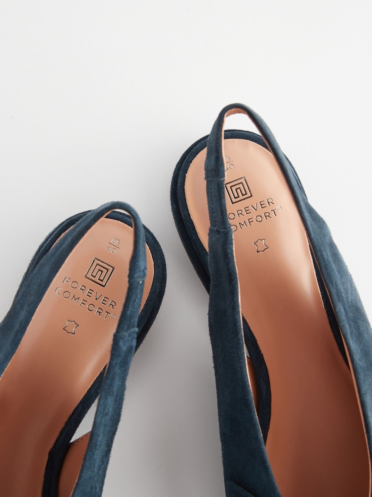 Mornarica - Usnjeni koničasti čevlji s pentljo in paščkom čez peto Forever Comfort® - Slika 5 iz 5 Mornarica - Usnjeni koničasti čevlji s pentljo in paščkom čez peto Forever Comfort® - Slika 5 iz 5