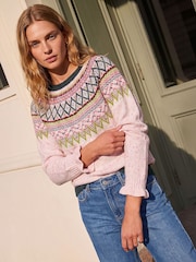 Roman Pink Fairisle Frill Detail Stretch Jumper - Image 2 of 4