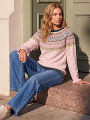 Roman Pink Fairisle Frill Detail Stretch Jumper - Image 3 of 4