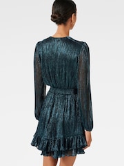 Forever New Green Goldie Petite Plisse Mini Dress - Image 2 of 5