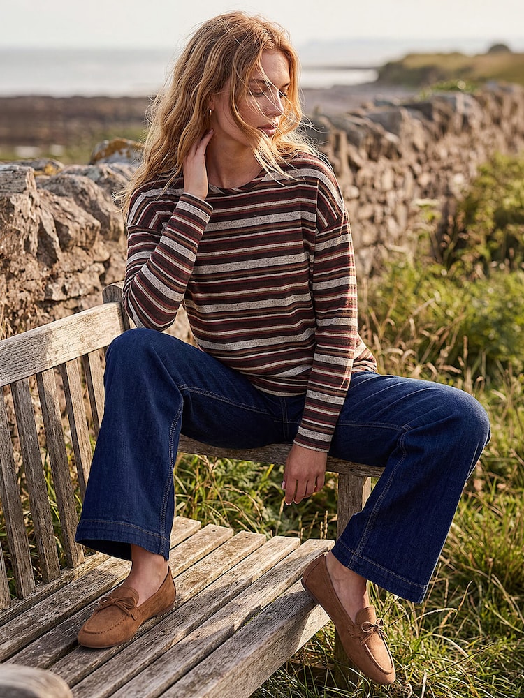 Roman Brown Stripe Jersey Top - Image 1 of 4 Roman Brown Stripe Jersey Top - Image 1 of 4