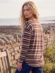 Roman Brown Stripe Jersey Top - Image 3 of 4