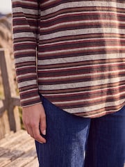 Roman Brown Stripe Jersey Top - Image 4 of 4