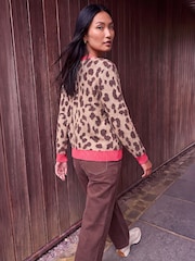 Roman Brown Jacquard Animal Knit Jumper - Image 3 of 4