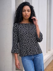 Roman Blue Ditsy Square Neck Top - Image 1 of 4