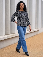 Roman Blue Ditsy Square Neck Top - Image 2 of 4