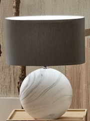 Pacific White Crestola Marble Effect Ceramic Table Lamp - Image 1 of 1