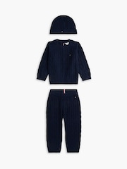 Tommy Hilfiger Blue Cable Knit Three-Piece Outfit Gift Box - Image 1 of 6