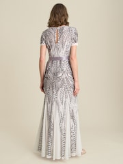 Gina Bacconi White Mindi Embroidered Sequin Godet Maxi Dress - Image 2 of 5
