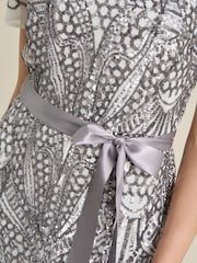 Gina Bacconi White Mindi Embroidered Sequin Godet Maxi Dress - Image 4 of 5