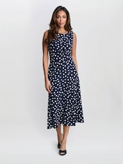 Gina Bacconi Blue Lacinda Sleeveless Shift Dress - Image 1 of 4