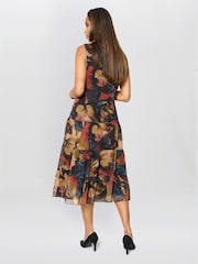 Gina Bacconi Brown Wenda Floral Midi Dress - Image 2 of 7
