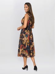 Gina Bacconi Brown Wenda Floral Midi Dress - Image 6 of 7