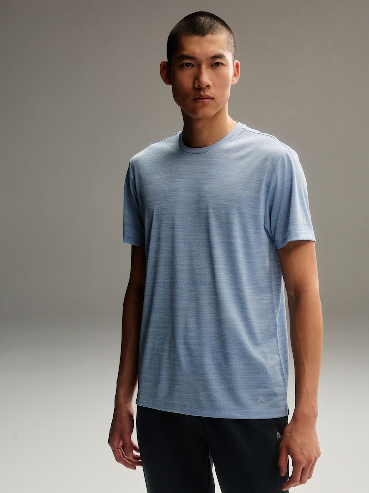 Pale Blue Short Sleeve Tee Active Mesh Training T-Shirt - Image 1 of 9