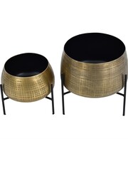 Libra Brass Clyde Tabletop Brass Set of 2 Planters on Black Stands - Image 3 of 4