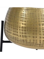 Libra Brass Clyde Tabletop Brass Set of 2 Planters on Black Stands - Image 4 of 4