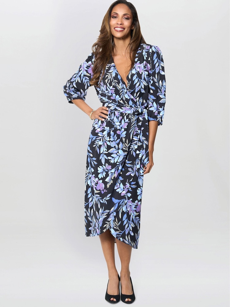 Gina Bacconi Blue Alexis Floral Print Midi Dress - Image 1 of 6