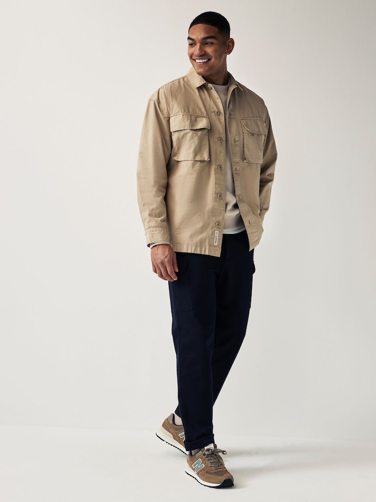 Stone 100% Cotton Ripstop Twin Pocket Shacket Overshirt - Image 2 of 8