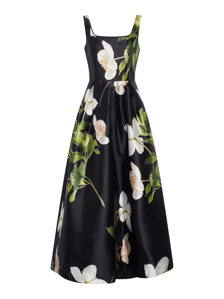 Gina Bacconi Black Serena Floral Satin Maxi Dress - Image 6 of 6 Gina Bacconi Black Serena Floral Satin Maxi Dress - Image 6 of 6