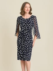 Gina Bacconi Blue Harmony Polka Dot Print Dress - Image 1 of 6